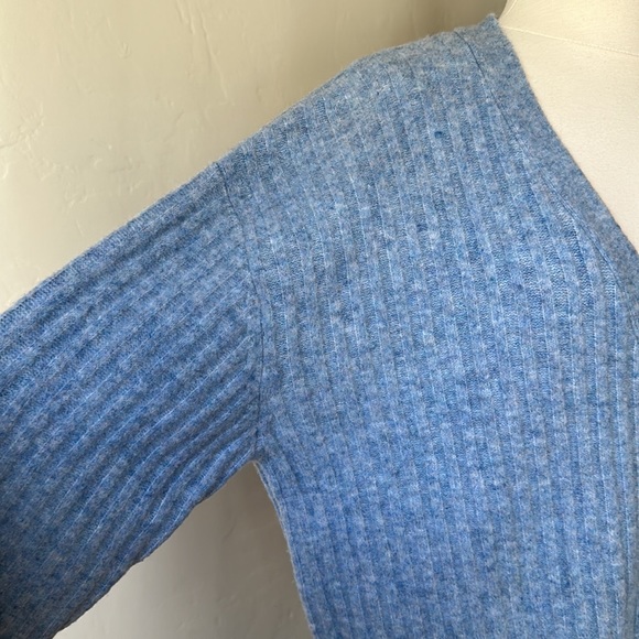 ZARA Ribbed Knit Boxy Cropped Cardigan Sweater, L - Picture 11 of 15